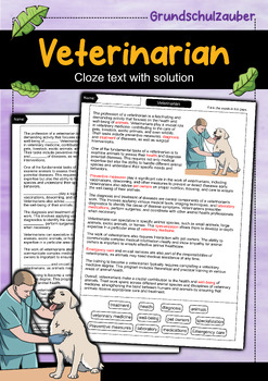 Preview of Veterinarian - Cloze with solution - Professions (English)