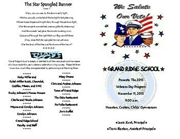 Preview of Veterans Day Program Guide #4  {EDITABLE TEMPLATE}