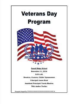 Preview of Veters Day Program Guide {EDITABLE TEMPLATE}