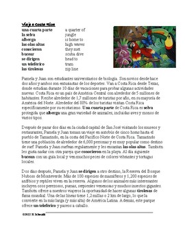 Preview of Viaje a Costa Rica: Spanish Cultural Reading on Ecotourism (Ecoturismo)