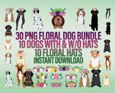 Vibrant Floral Dog Clipart Bundle - Cute Dog Breeds Wearin