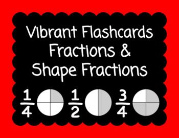 Preview of Vibrant Fraction & Shape Fraction Flashcards (Up to Twentieths) BUNDLE