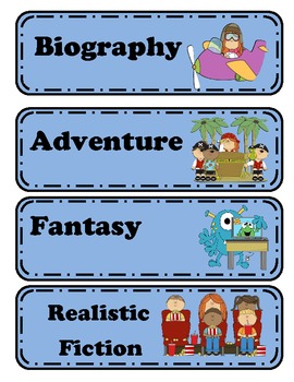 Preview of Vibrant Genre Book Bin Labels