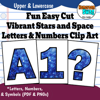 Preview of Vibrant Stars and Space Easy Cut Bulletin Board Letters And Numbers Clip Art