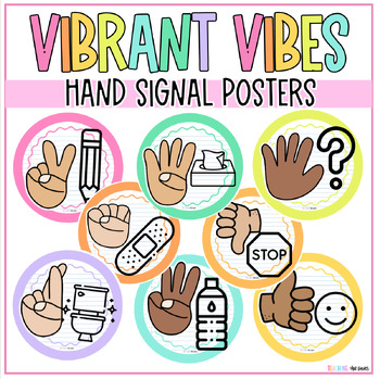 Vibrant Vibes Black + White + Colorful Classroom Hand Signal Posters