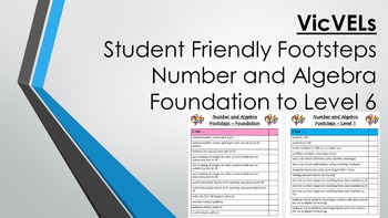 Preview of VicVELs Child Friendly Number and Algebra Footsteps Foundation to Level 6