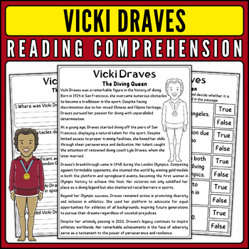Preview of Vicki Draves Nonfiction Reading Passage & Quiz for AAPI Heritage Month