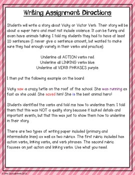 Victor and Vicky Verb- action, linking, main, and helping verbs with