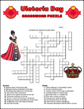 Preview of Victoria Day Crossword Puzzle Activity Worksheet Game Color⭐B/W ⭐No Prep⭐