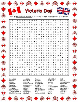 victoria day word search 50 words by larue learning products tpt