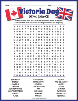 victoria day word search puzzle by puzzles to print tpt