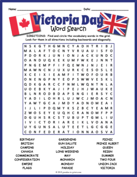 victoria day word search puzzle worksheet activity by puzzles to print