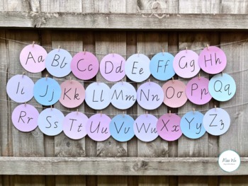 Preview of Victorian Cursive Alphabet Word Wall Display, ABC FlashCards, EYLF