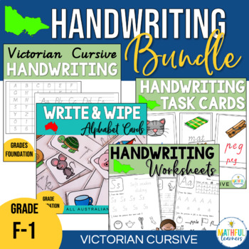 Preview of Victorian Cursive Handwriting Worksheets, Tracing CVC Cards, Alphabet Set Bundle