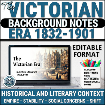 Preview of Victorian Era 1832-1901 - Background Notes & Quiz - British Literature