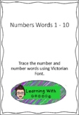 Victorian Font - Trace Number words 1 - 20