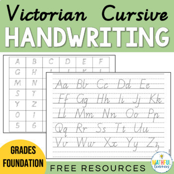 Preview of Victorian Modern Cursive Font - FREE Alphabet Handwriting Practise Worksheets