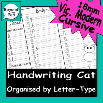 Preview of Victorian Modern Cursive Handwriting Cat 18mm - letter-type & starting point