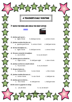 Preview of Video Activity - a teacher's daily routine