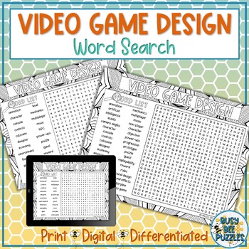 Preview of Video Game Design Word Search Puzzle Activity