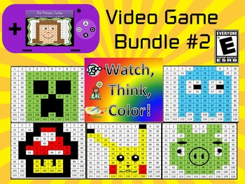 Preview of Video Game Inspired Bundle #2 Watch, Think, Color Games