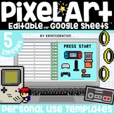 Video Game Pixel Art Template DIY Editable Digital Resourc