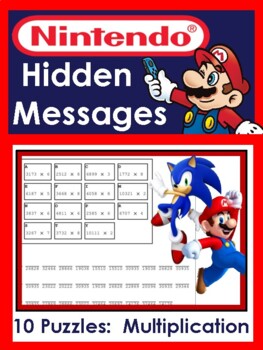 Preview of Video Game Themed Hidden Message Math:  Gr 4/5 - MULT