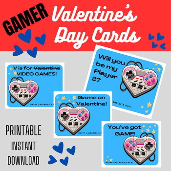 Preview of Video Game Valentine's Cards Printable Gamer Cards for Students