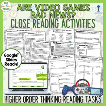 Preview of Video Games Argument Reading Comprehension Passages | Video Games Activities