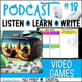 Preview of Video Games Podcast Listening and Writing Activities No Prep Summer Fun