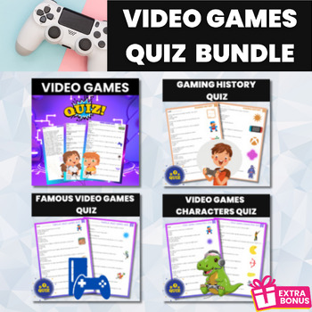 Preview of Video Games Quiz Bundle | Video Gaming History Characters Assessment Test