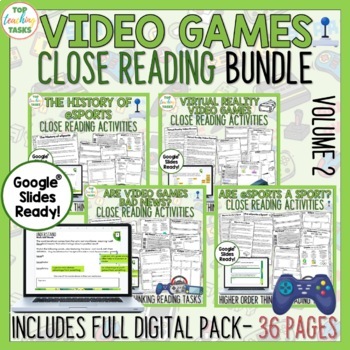 Preview of Video Games Reading Comprehension Passages | Video Games Activities