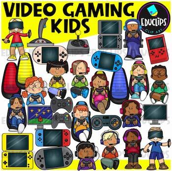 Preview of Video Gaming Kids Clip Art Set {Educlips Clipart}