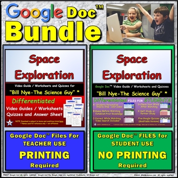 Video Guide, Quiz for Bill Nye – Space Exploration * Value BUNDLE