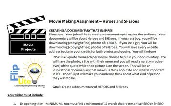 Preview of Video Movie Making Assignment - HEroes and SHEroes