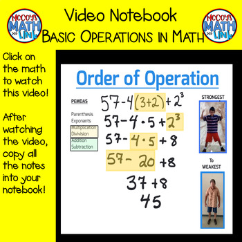 Preview of Video Notebook - Basic Operations in Mathematics (Distance Learning)