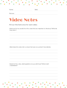 Preview of Video Notes - General Template PNG