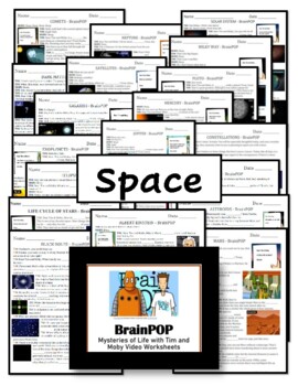 Preview of Video Notes for BrainPOP videos - 21 Space videos