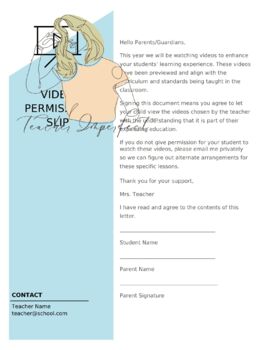 Preview of Video Permission Slip