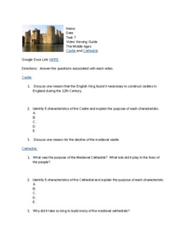 Preview of Video Viewing Guide Castle and Cathedral Middle Ages World History