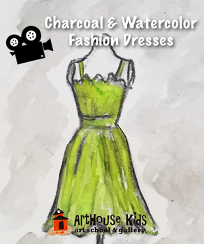 Preview of VIDEO: Vintage Fashion Dresses in Watercolor & Charcoal Art Lesson