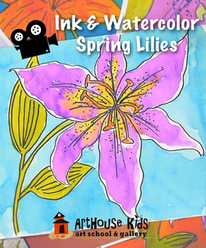 Preview of VIDEO: Spring Lily in Watercolor & Ink Art lesson