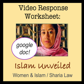 Preview of Video Worksheet: Islam Unveiled, Women & Sharia Law, Feminism, Hijab