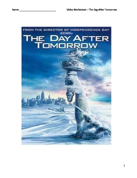 Preview of Science Video Worksheet - The Day After Tomorrow