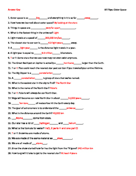 Video Worksheet Movie Guide For Bill Nye Outer Space.