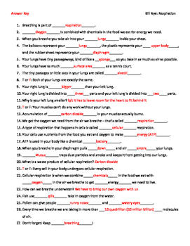Video Worksheet (Movie Guide) for Bill Nye Respiration by Seriously