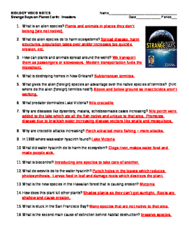 Video Worksheets Strange Days On Planet Earth 9 12 By Megan Christensen