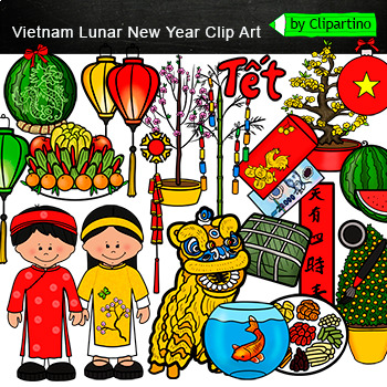 Preview of Vietnam New Year Clip Art commercial use/ Tết Lunar New Year Clip Art