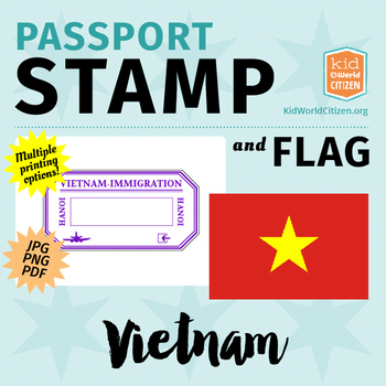 Preview of Vietnam Passport Stamp & Flag, Poster & Clip Art for Around the World Unit