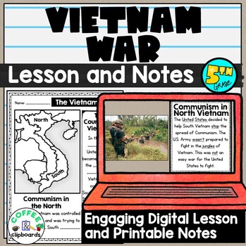 Preview of Vietnam War Digital Lesson and Printable Notes SS5H5d